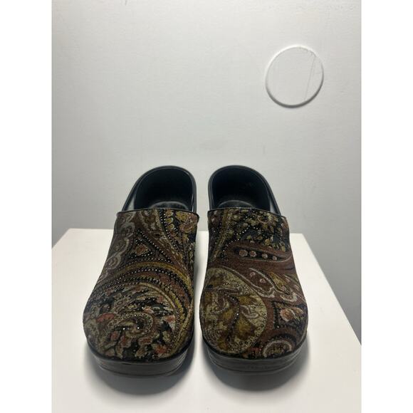 Dansko Paisley Tapestry Brown jewel Clogs size EU 40 US 9 Retro 70s Boho nurse - Picture 2 of 14